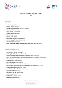 English Reading List 2021 - 2022 Oib