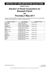 Notice of Uncontested Election