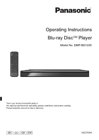 Operating Instructions Blu-Ray Disctm Player