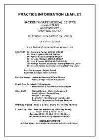 Practice Information Leaflet