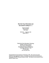 Run-Time Type Information and Incremental Loading in C++