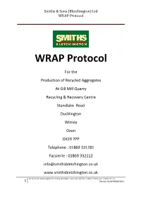 Smiths & Sons (Bletchington) Ltd WRAP Protocol