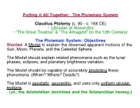 The Ptolemaic System Claudius Ptolemy