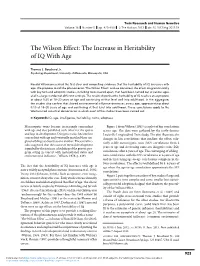 The Wilson Effect: the Increase in Heritability of IQ with Age