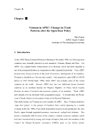 Vietnam in APEC: Changes in Trade Patterns After the Open Door Policy