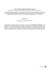 ZURICH INVEST COMMON CONTRACTUAL FUND (An Umbrella Common Contractual Fund with Segregated Liability Between Funds)