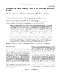 Assessment of Water Pollution Levels in the Nyabugogo Catchment, Rwanda