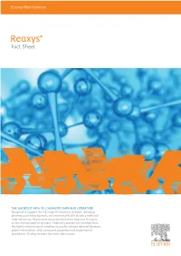 Fact Sheet for Reaxys