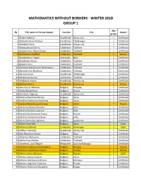 Mathematics Without Borders - Winter 2018 Group 1