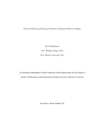 Political Machines and Regional Variation in Migration Policies in Russia