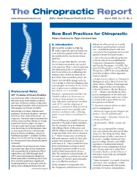 The Chiropractic Report Editor: David Chapman-Smith LL.B