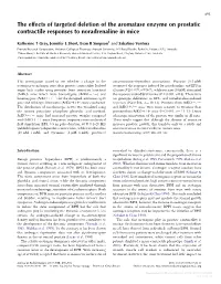 The Effects of Targeted Deletion of the Aromatase Enzyme on Prostatic Contractile Responses to Noradrenaline in Mice
