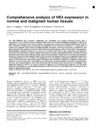 Comprehensive Analysis of HE4 Expression in Normal and Malignant Human Tissues