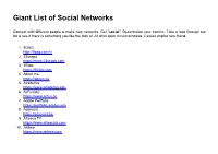 Giant List of Social Networks