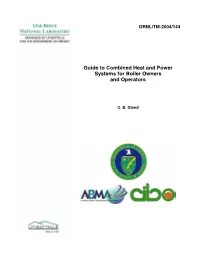 Guide to Combined Heat and Power Systems for Boiler Owners and Operators