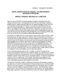 Ottawa Branch Speaker's Program Annual General Meeting of 6 June
