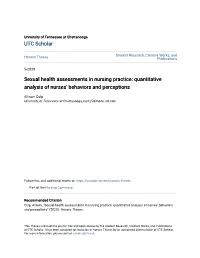 Sexual Health Assessments in Nursing Practice: Quantitative Analysis of Nurses’ Behaviors and Perceptions