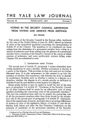 Voting in the Security Council: Abstention from Voting and Absence from Meetings