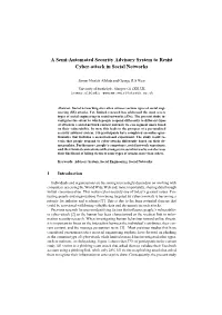 A Semi-Automated Security Advisory System to Resist Cyber-Attack in Social Networks