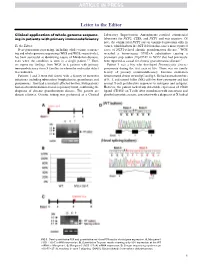 Clinical Application of Whole-Genome Sequencing in Patients with Primary