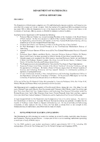Department of Mathematics Annual Report 2004
