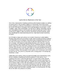 Lectio Divina: Mysticism of the Text