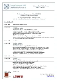 Preliminary Program As of April 18, 2011 Day 1, May 17