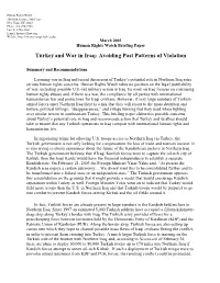 Turkey and War in Iraq: Avoiding Past Patterns of Violation