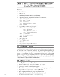 Unit 4 Humanistic and Self Theory (Maslow and Rogers)