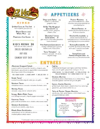 Appetizers Entrees