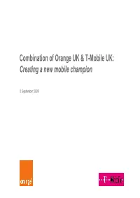 Combination of Orange UK & T-Mobile UK: Creating a New