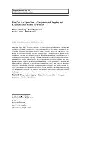 Finnpos: an Open-Source Morphological Tagging and Lemmatization Toolkit for Finnish