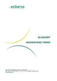 Glossary Nonwovens Terms