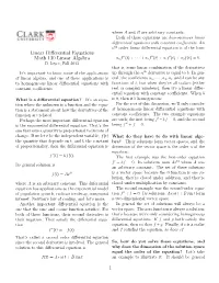 Linear Differential Equations Math 130 Linear Algebra