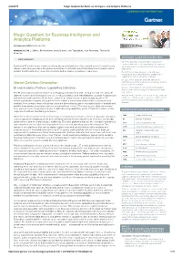 Magic Quadrant for Business Intelligence and Analytics Platforms
