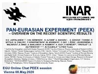 Pan-Eurasian Experiment (Peex) – Overview on the Recent Scientific Results