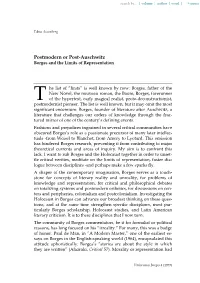 Postmodern Or Post-Auschwitz Borges and the Limits of Representation