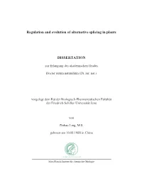 Regulation and Evolution of Alternative Splicing in Plants