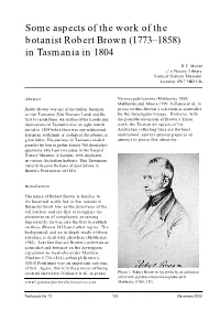 Some Aspects of the Work of the Botanist Robert Brown (1773–1858) in Tasmania in 1804