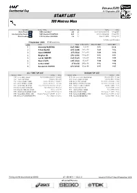 START LIST 100 Metres Men
