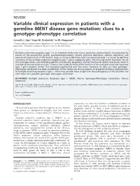 Variable Clinical Expression in Patients with a Germline MEN1 Disease Gene Mutation: Clues to a Genotype–Phenotype Correlation