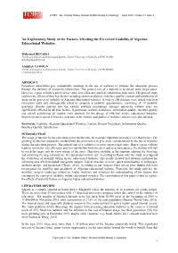 An Exploratory Study of the Factors Affecting the Perceived Usability of Algerian Educational Websites