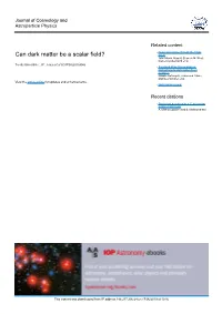 Can Dark Matter Be a Scalar Field? Portal John March-Russell, Stephen M