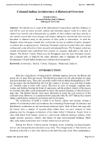 Colonial Indian Architecture:A Historical Overview