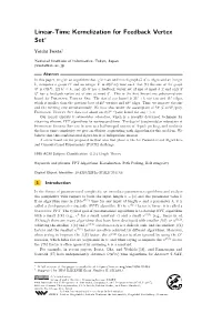 Linear-Time Kernelization for Feedback Vertex Set∗