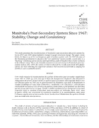 Manitoba's Post-Secondary System Since 1967