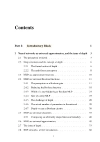 Neural Networks As Universal Approximators, and the Issue of Depth 3 2.1 the Perceptron Revisited