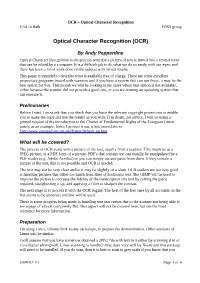 Optical Character Recognition U3A in Bath FOSS Group
