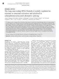 The Long Non-Coding RNA Gomafu Is Acutely Regulated in Response to Neuronal Activation and Involved in Schizophrenia-Associated Alternative Splicing
