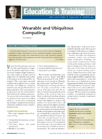 Wearable and Ubiquitous Computing